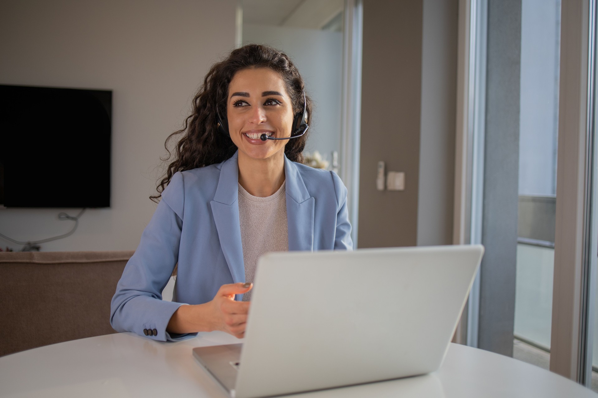 Young woman working from home